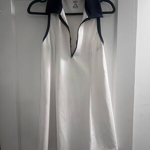 Reformation White Tennis Dress with Black Trim and Collar